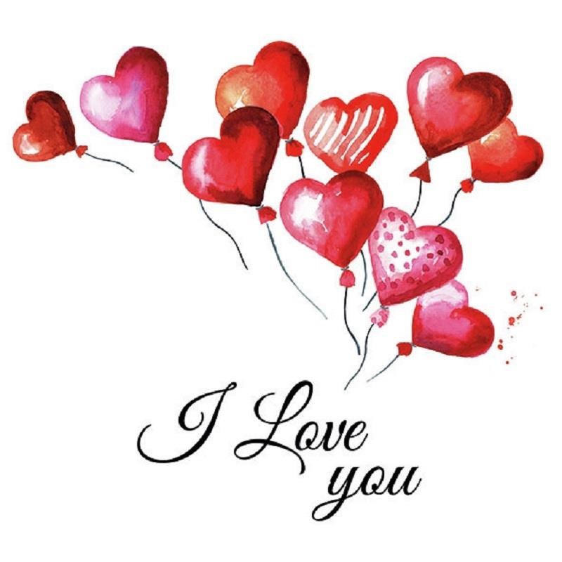 4 x Paper Napkins - Love Balloons - Ideal for Decoupage / Napkin Art
