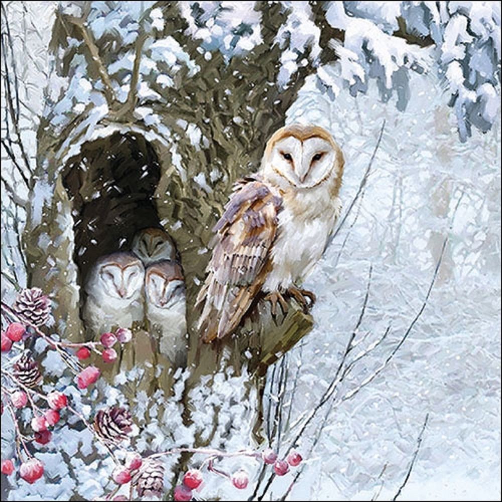 Ambiente Pack of 20 Paper Napkins / Serviettes - Barn Owl - 33cm x 33cm - 3 Ply