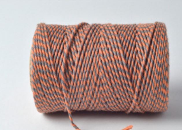 100m Baker's Twine - Everlasto - Whole Roll - 100% Cotton - Orange / Slate