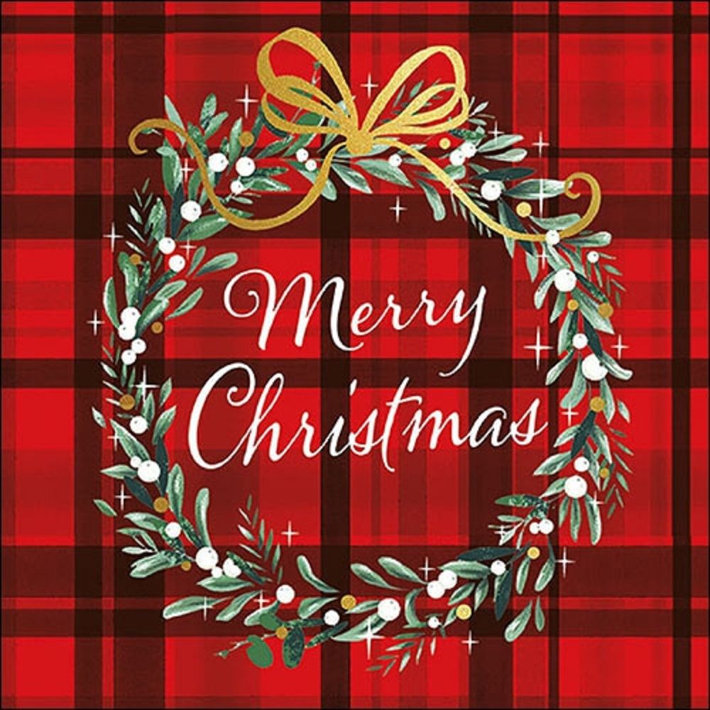 Ambiente Pack of 20 Paper Napkins / Serviettes - Christmas Plaid Red - 33cm x 33cm - 3 Ply