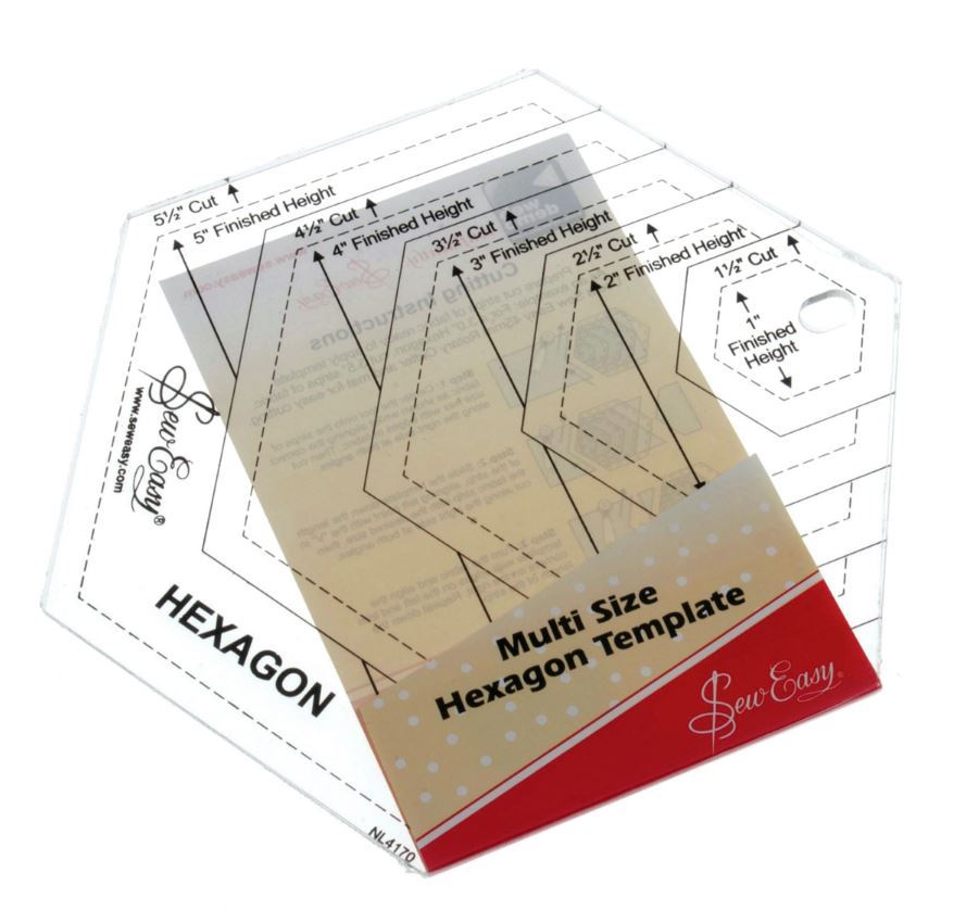 Sew Easy Patchwork Quilting Multi Sized Hexagon Template -NL4170