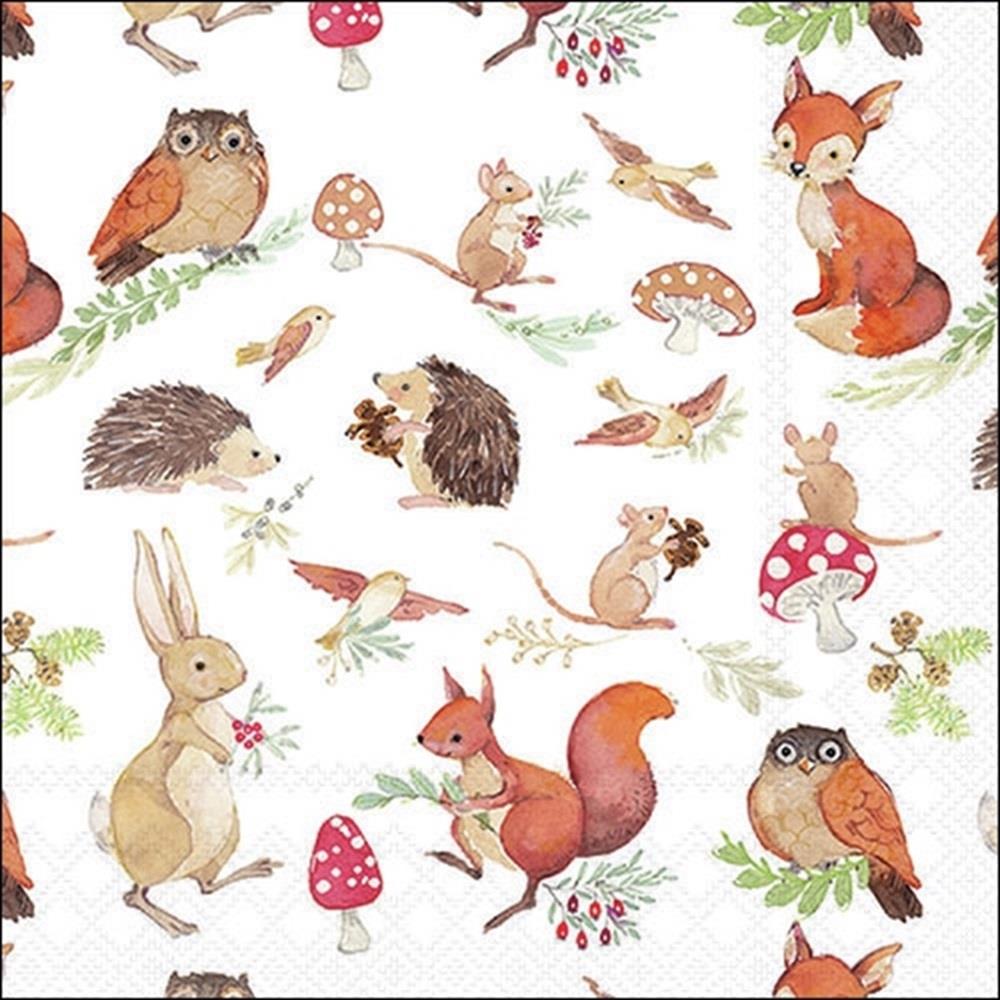 4 x Paper Napkins - Woodland Animals - Ideal for Decoupage / Napkin Art