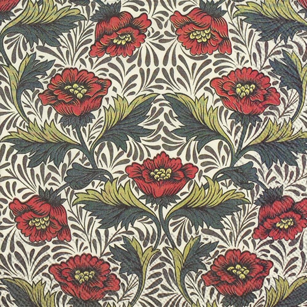 4 x Paper Napkins - Peony (V&A) - Ideal for Decoupage / Napkin Art