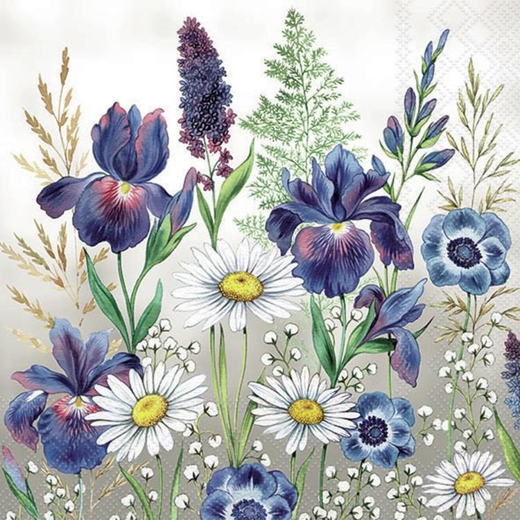 4 x Paper Napkins - Meadow Flowers - Ideal for Decoupage / Napkin Art