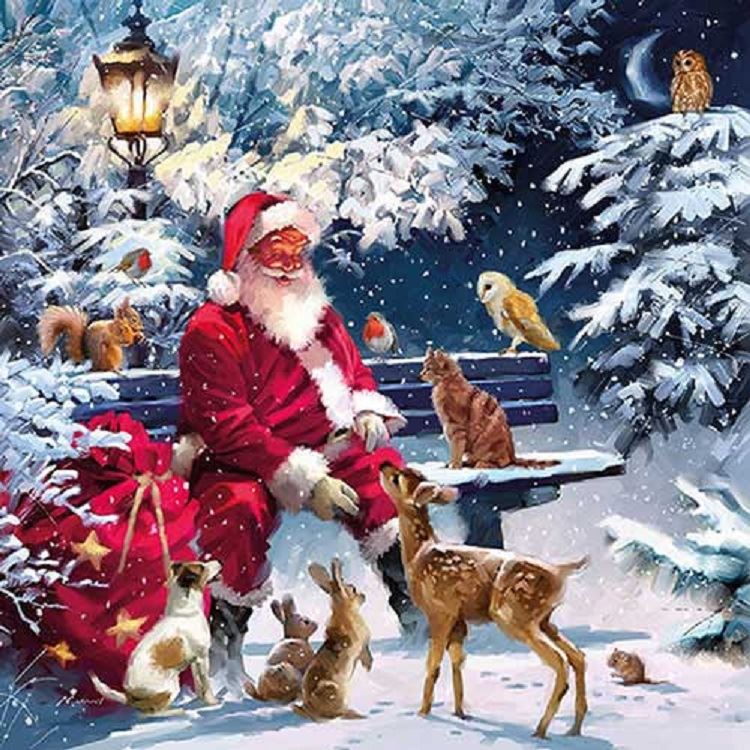 Ambiente Pack of 20 Paper Napkins / Serviettes - Santa on Bench - 3Ply