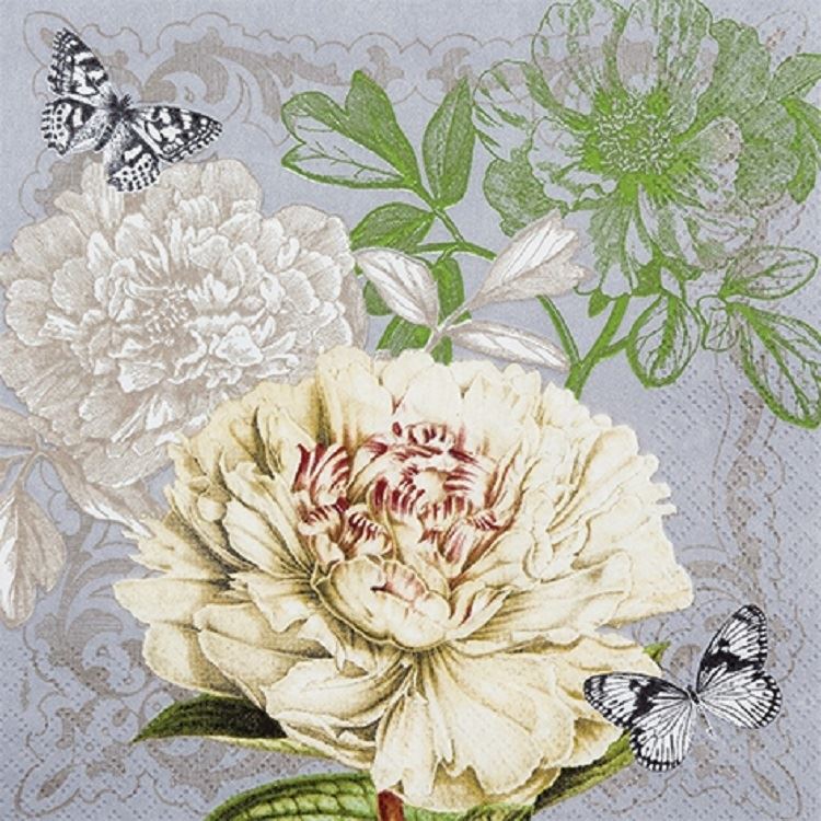 4 x Paper Napkins - Peony - Ideal for Decoupage / Napkin Art