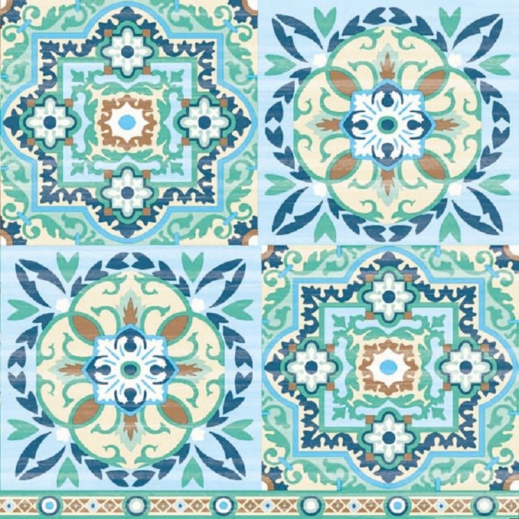 4 x Paper Napkins - Green Tiles - Ideal for Decoupage / Napkin Art