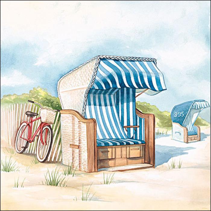 4 x Paper Napkins - Day at the Beach - Ideal for Decoupage / Napkin Art