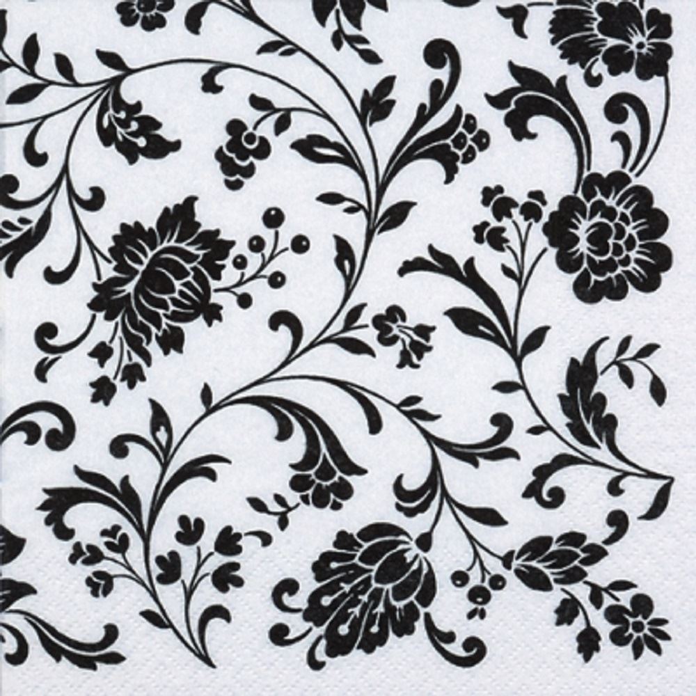 4 x Paper Napkins - Arabesque White & Black - Ideal for Decoupage / Napkin Art