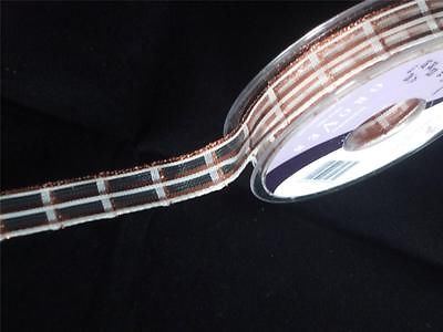 2m of Berisfords Glitter Stripe Bronze Ribbon - 15mm wide