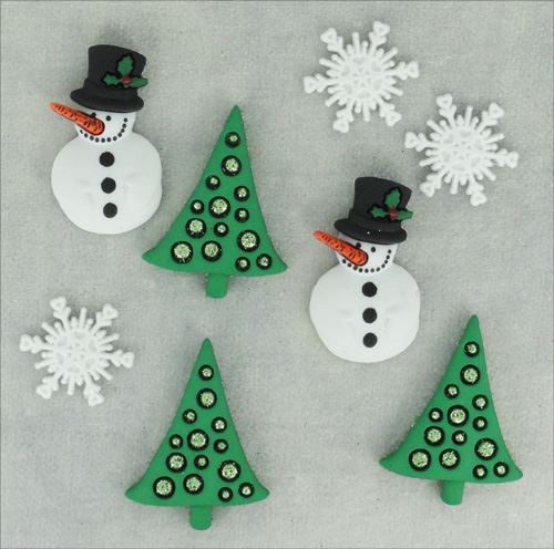 Christmas Past - Snowmen and Trees Christmas Dress It Up Buttons