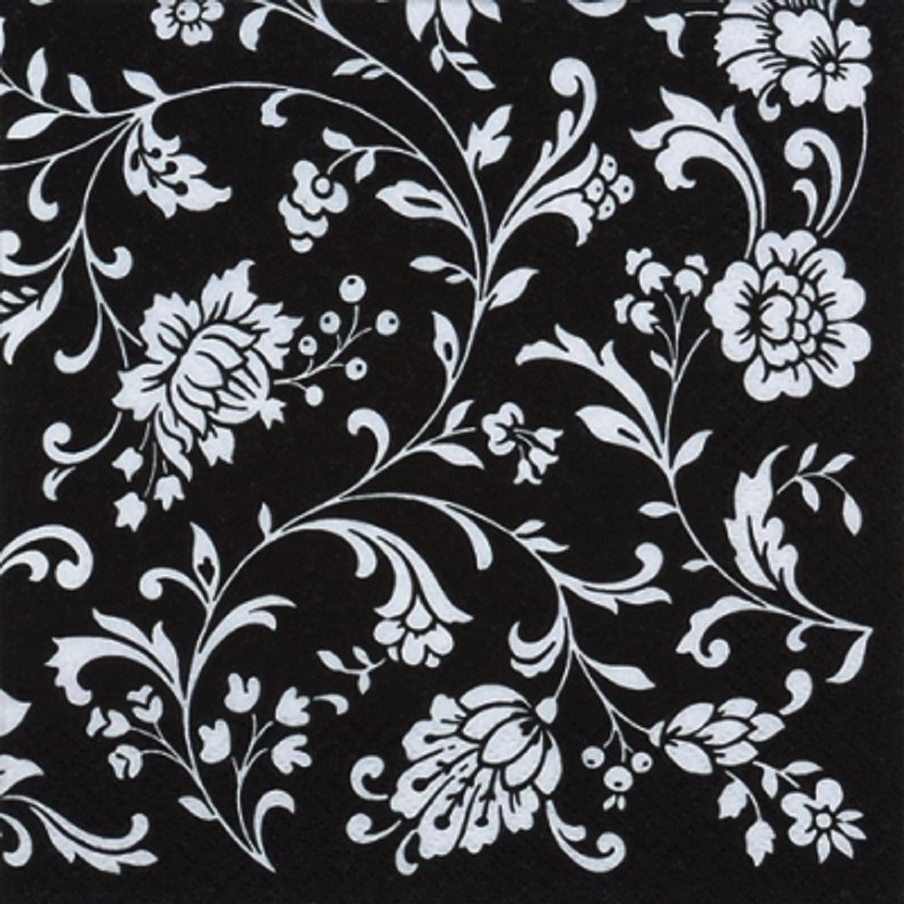 4 x Paper Napkins - Arabesque Black & White - Ideal for Decoupage / Napkin Art