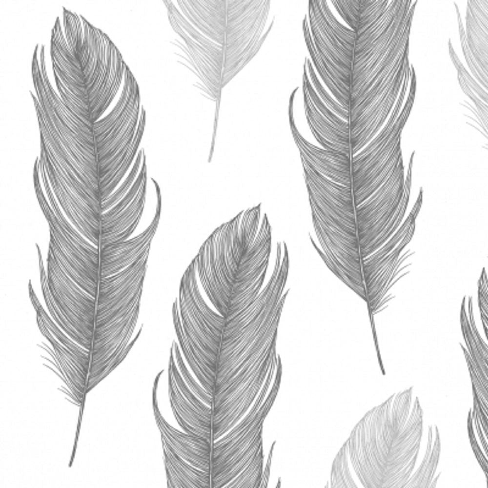 4 x Paper Napkins - Elegant Feather Black - Ideal for Decoupage / Napkin Art