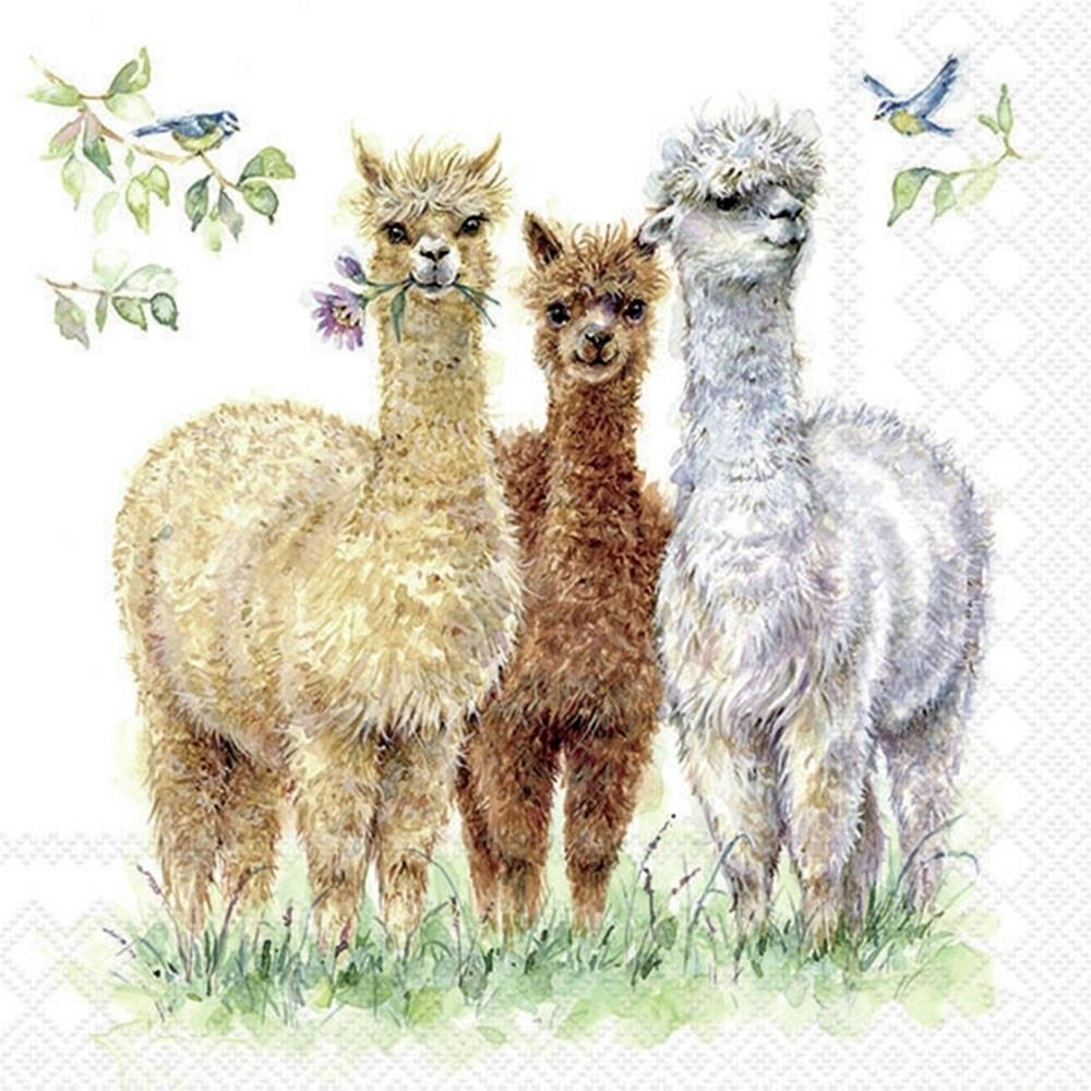 4 x Paper Napkins - Alpaca Friends - Ideal for Decoupage / Napkin Art