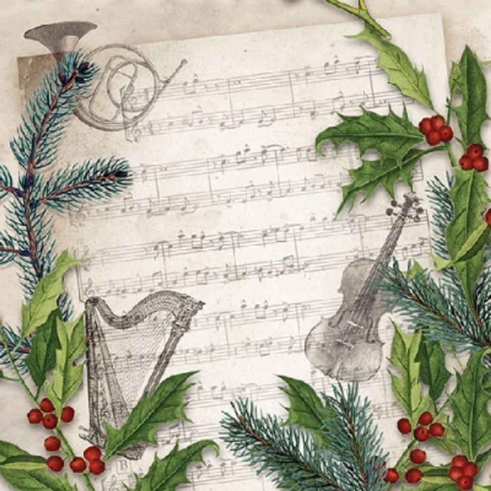 4 x Paper Napkins - Christmas Song - Ideal for Decoupage / Napkin Art