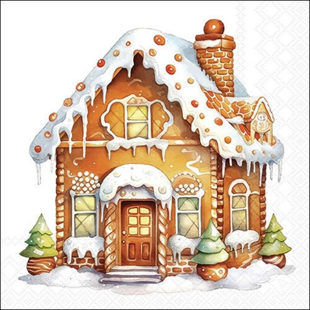 4 x Paper Napkins - Gingerbread House - Ideal for Decoupage / Napkin Art