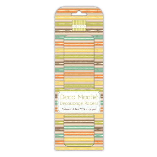 First Edition Deco Mache Decoupage Paper, Stripes , 3 Sheets