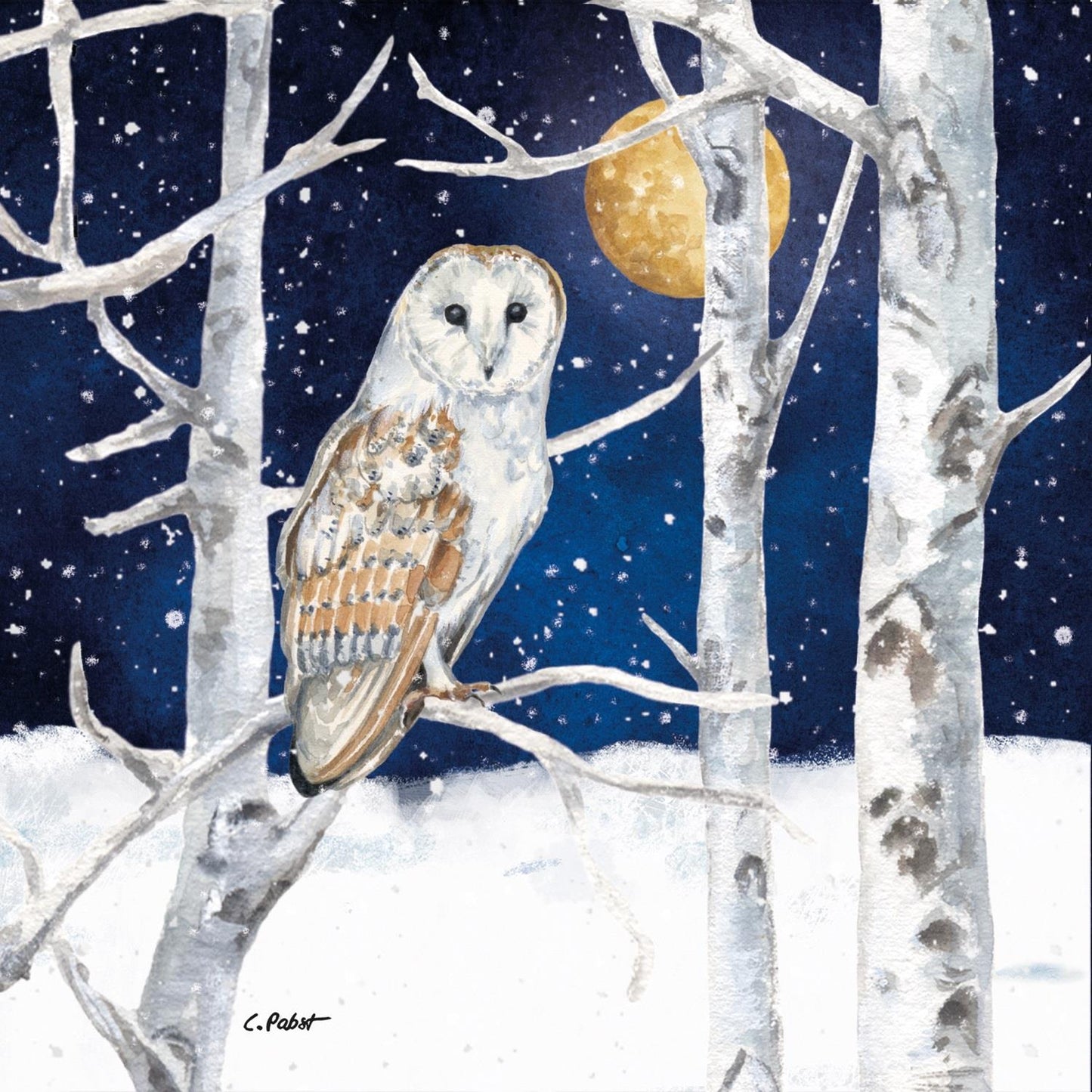 4 x Paper Napkins - Winter Owl - Ideal for Decoupage / Napkin Art