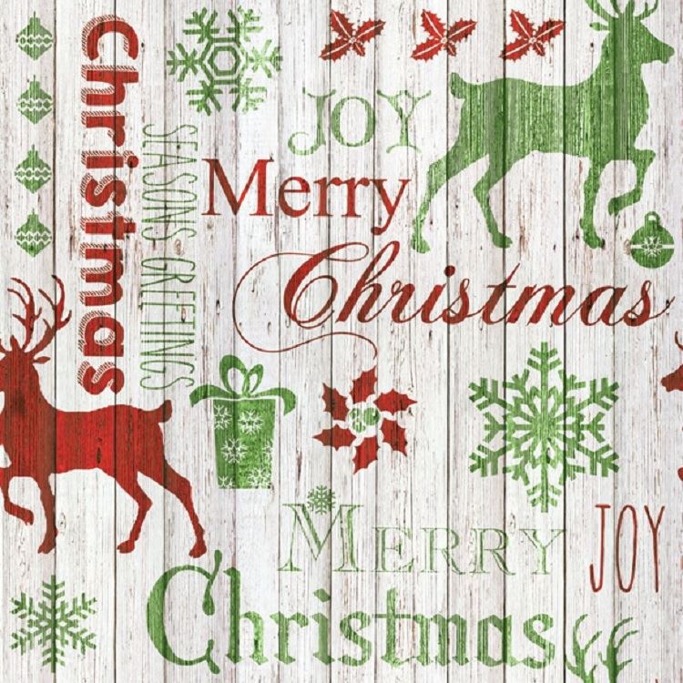 4 x Paper Napkins - Red & Green Reindeer - Ideal for Decoupage / Napkin Art