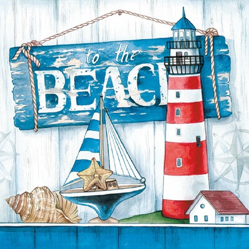 4 x Paper Napkins - To the Beach - Ideal for Decoupage / Napkin Art