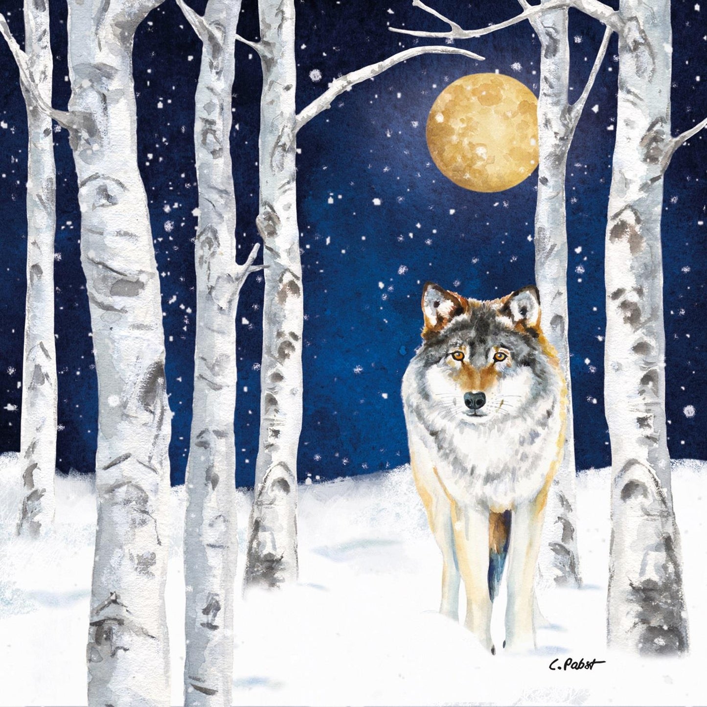 4 x Paper Napkins - Winter Wolf - Ideal for Decoupage / Napkin Art