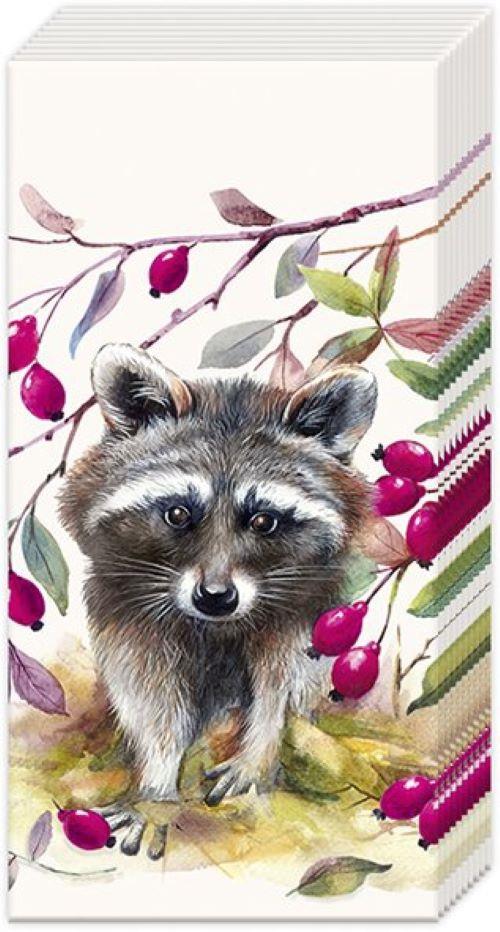 IHR Novelty Paper Tissues - Bandit Raccoon - Handbag / Pocket Sized Single Pack of 10 Tissues