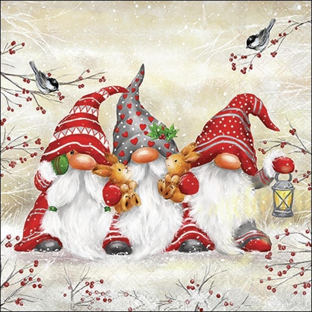 4 x Paper Napkins - Three Dwarfs - Ideal for Decoupage / Napkin Art