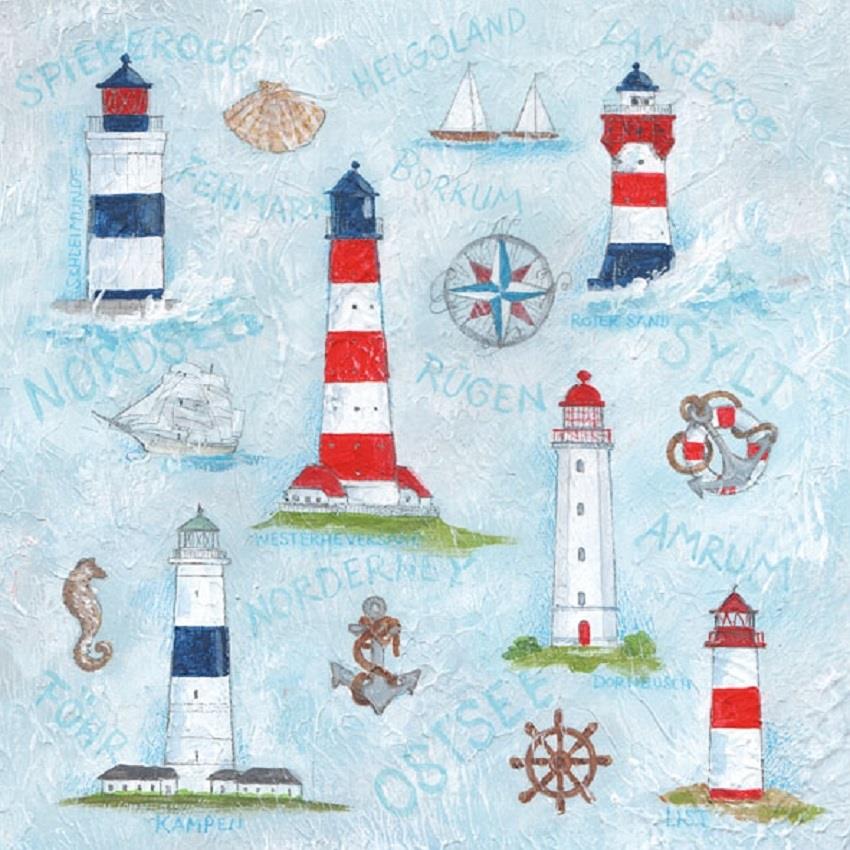 4 x Paper Napkins - Lighthouses - Ideal for Decoupage / Napkin Art