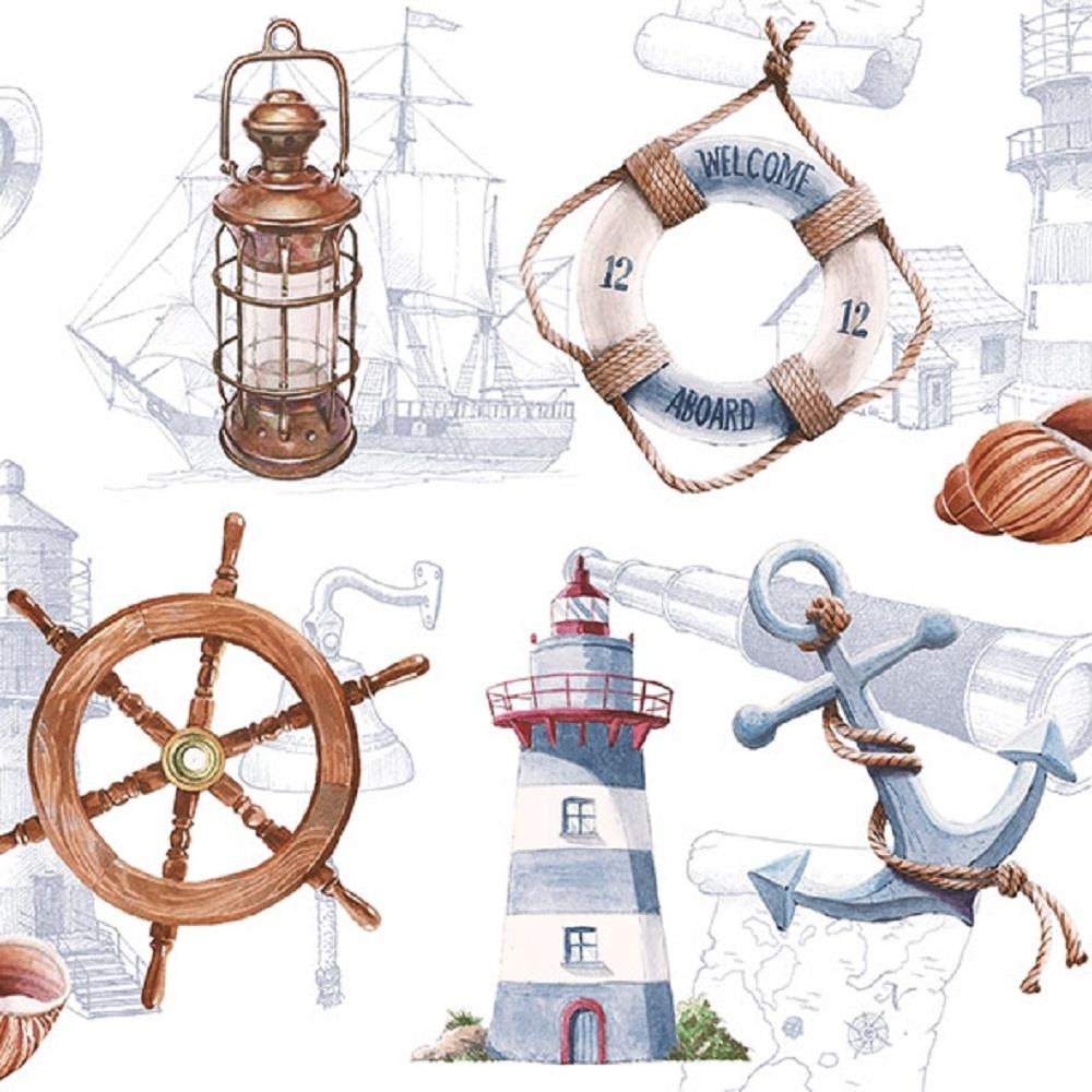 4 x Paper Napkins - Welcome Aboard - Ideal for Decoupage / Napkin Art