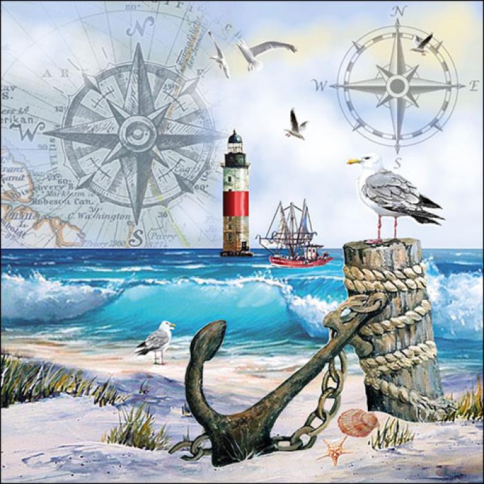 4 x Paper Napkins - Anchorage - Ideal for Decoupage / Napkin Art