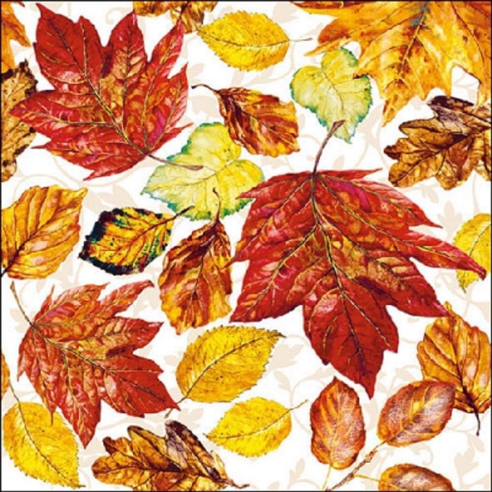 4 x Paper Napkins - Autumn Leaves - Ideal for Decoupage / Napkin Art