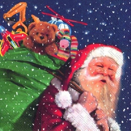 4 x Paper Napkins - Santa & Presents - Ideal for decoupage / Napkin Art