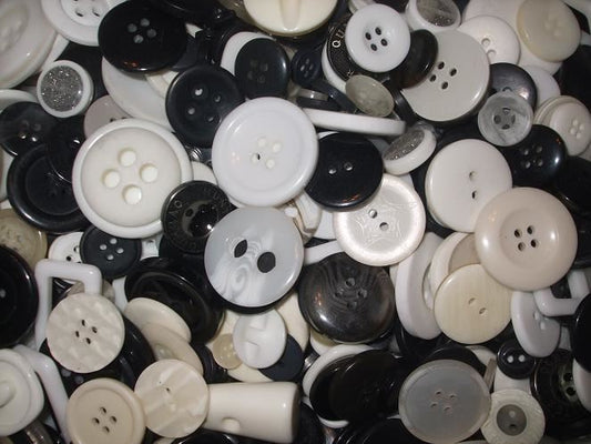 50g of Mixed Buttons - Black & White