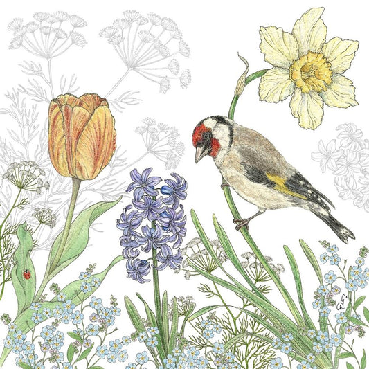 4 x Paper Napkins - Finch in Spring - Ideal for Decoupage / Napkin Art