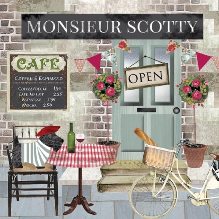 4 x Paper Napkins - Monsieur Scotty  - Ideal for Decoupage / Napkin Art