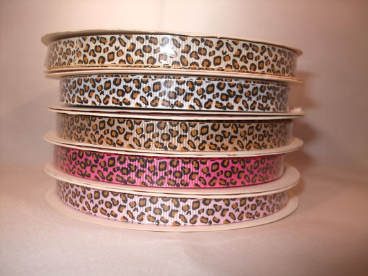 2m of Bertie's Bows Leopard Print Ribbon - 9mm - Choice of Colours