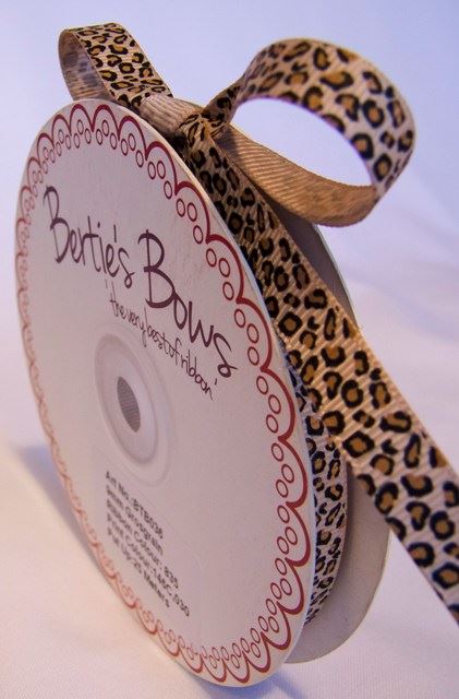 2m of Bertie's Bows Leopard Print Ribbon - 9mm - Choice of Colours