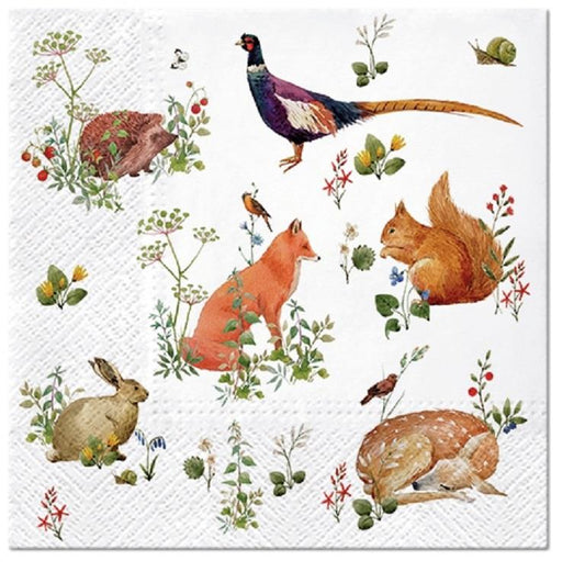 4 x Paper Napkins - Forest Animals - Ideal for Decoupage / Napkin Art