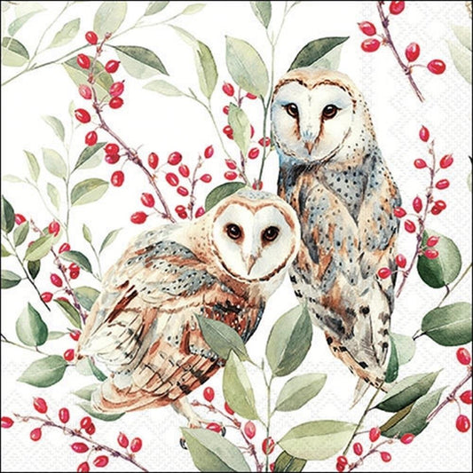 4 x Paper Napkins - Barn Owl Couple  - Ideal for Decoupage / Napkin Art