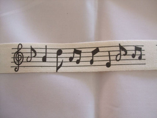 1 Metre of May Arts Vintage Ribbon - 3\4" (20mm) - Music Notes