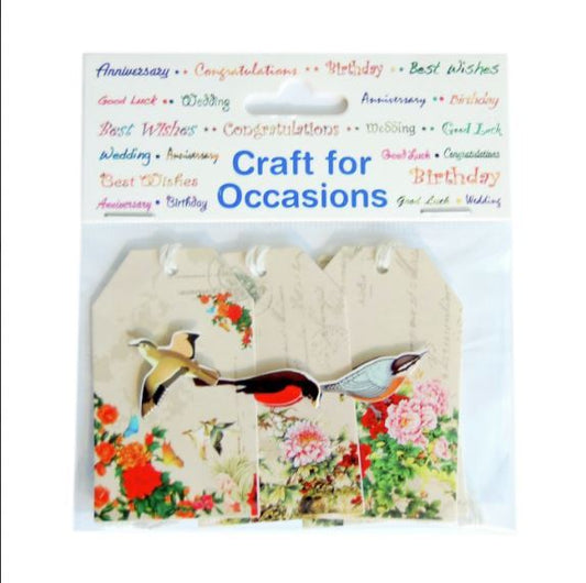 Craft For Occasions Embellishments - Pack of 4 Floral Print Tags - C2219