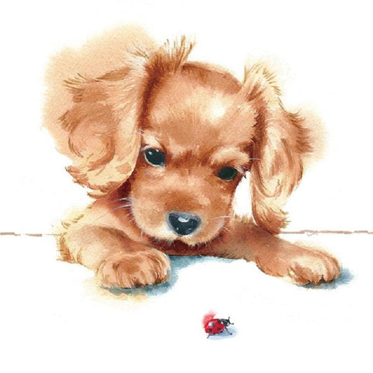 4 x Paper Napkins - Puppy & Ladybird - Ideal for Decoupage / Napkin Art