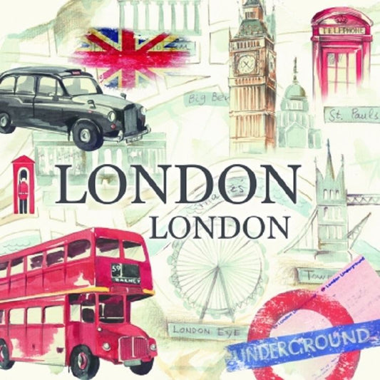 4 x Paper Napkins - London Sightseeing - Ideal for Decoupage / Napkin Art