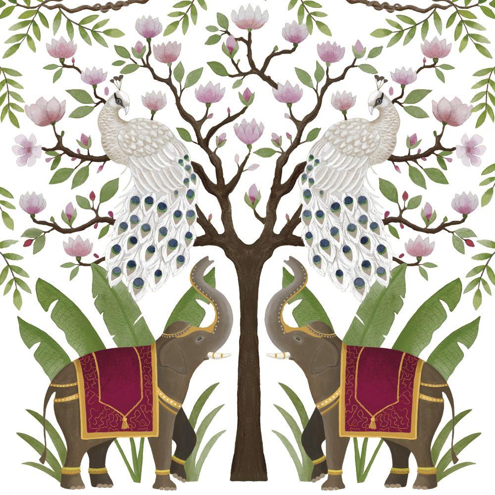 4 x Paper Napkins - Elephants & Peacocks - Ideal for Decoupage / Napkin Art