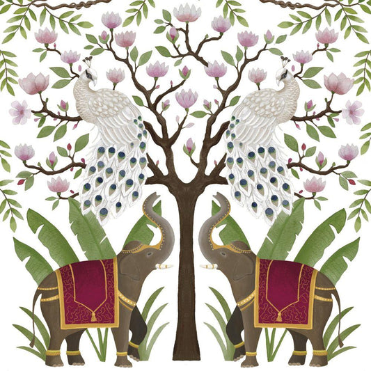 4 x Paper Napkins - Elephants & Peacocks - Ideal for Decoupage / Napkin Art