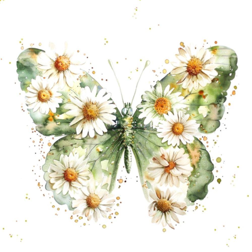4 x Paper Napkins - Butterfly & Daisy - Ideal for Decoupage / Napkin Art