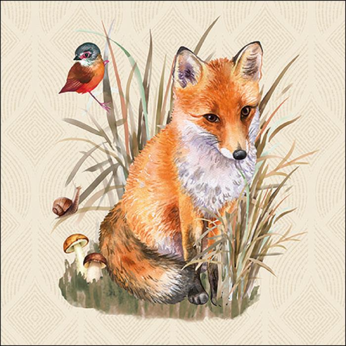 4 x Paper Napkins - Foxy  - Ideal for Decoupage / Napkin Art