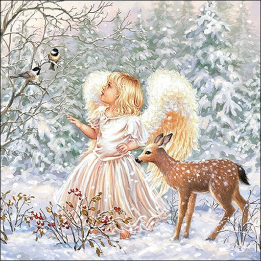 4 x Paper Napkins - Winter Angel - Ideal for Decoupage / Napkin Art