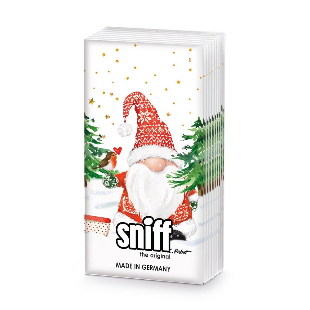 Sniff Novelty Paper Tissues -Christmas Buddy - Handbag / Pocket Sized Single Pack of 10 Tissues