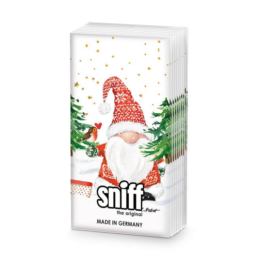 Sniff Novelty Paper Tissues -Christmas Buddy - Handbag / Pocket Sized Single Pack of 10 Tissues